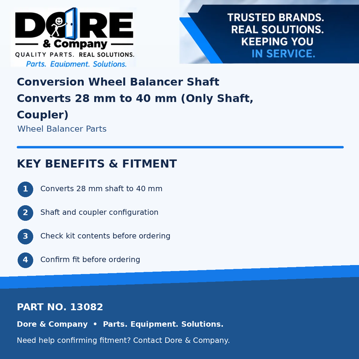Dore & Company benefits and fitment for part 13082