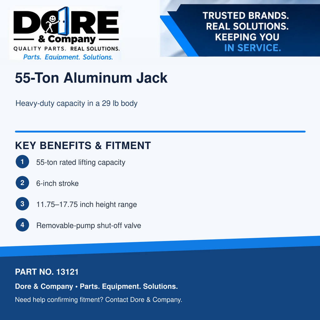 13121 55-ton aluminum jack benefits and specifications - Dore & Company