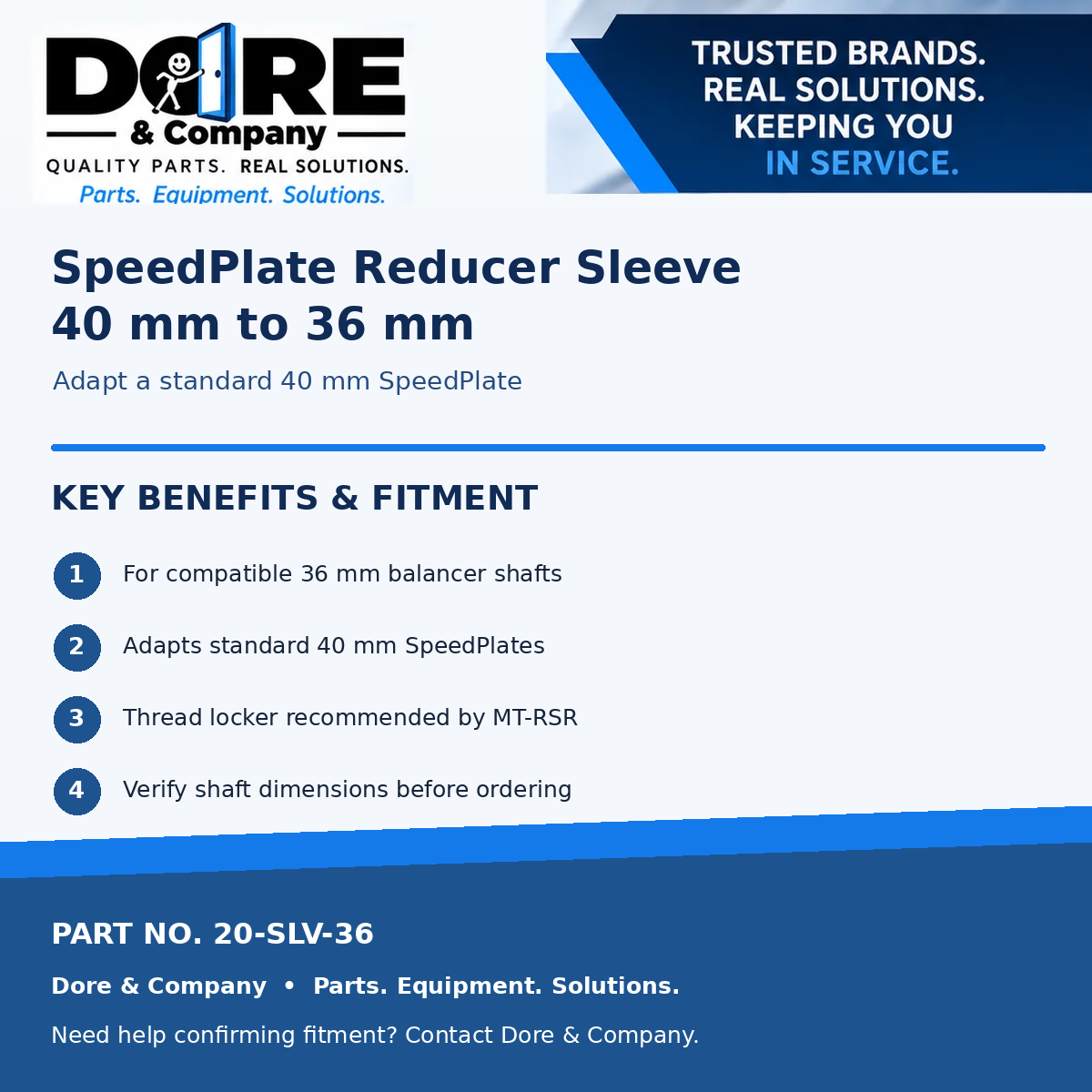 20-SLV-36 Dore & Company benefits and fitment