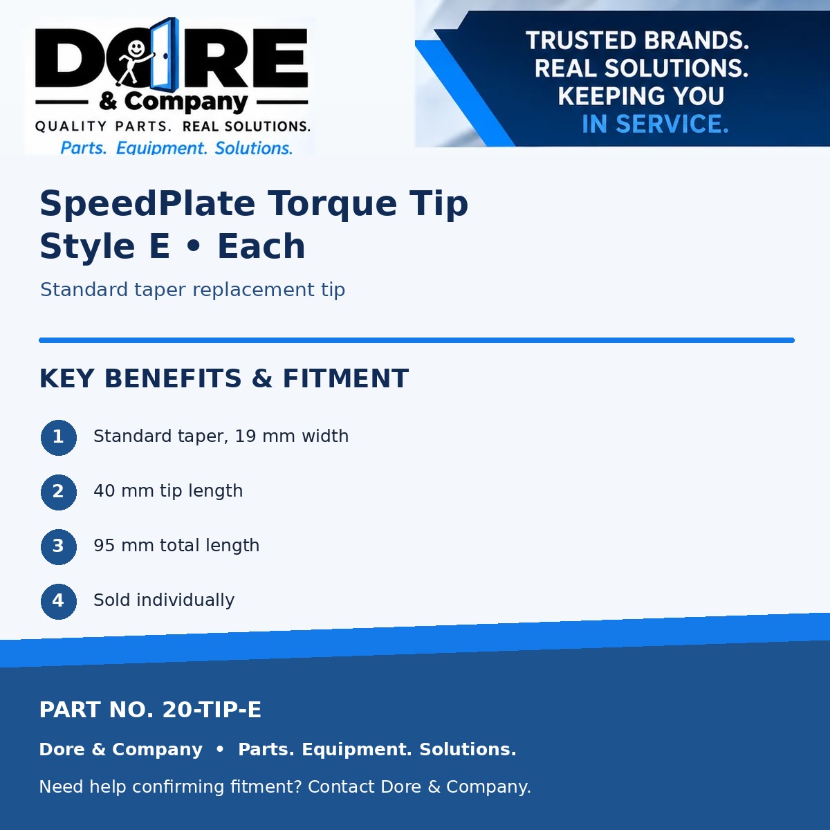20-TIP-E Dore & Company benefits and fitment