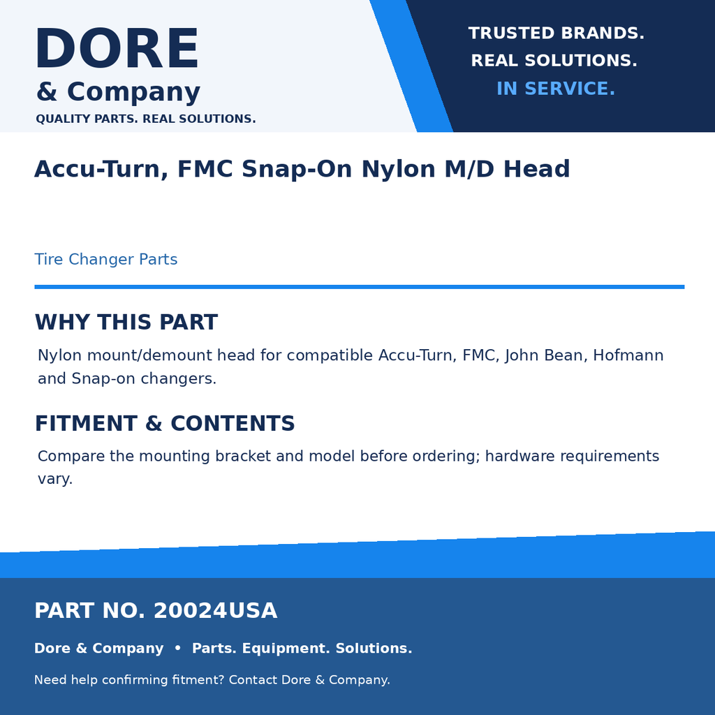 Dore & Company benefits and fitment card for 20024USA