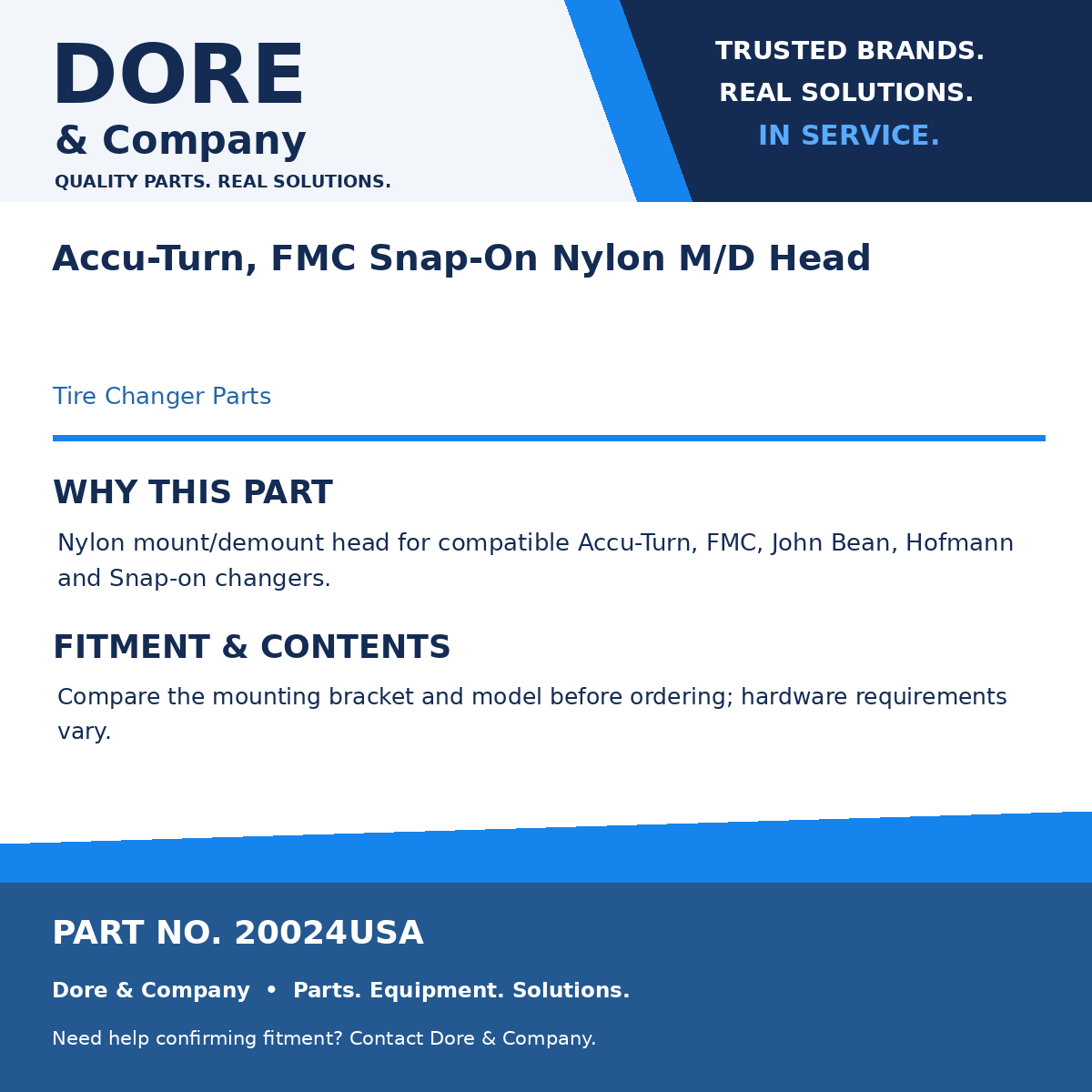 Dore & Company benefits and fitment card for 20024USA