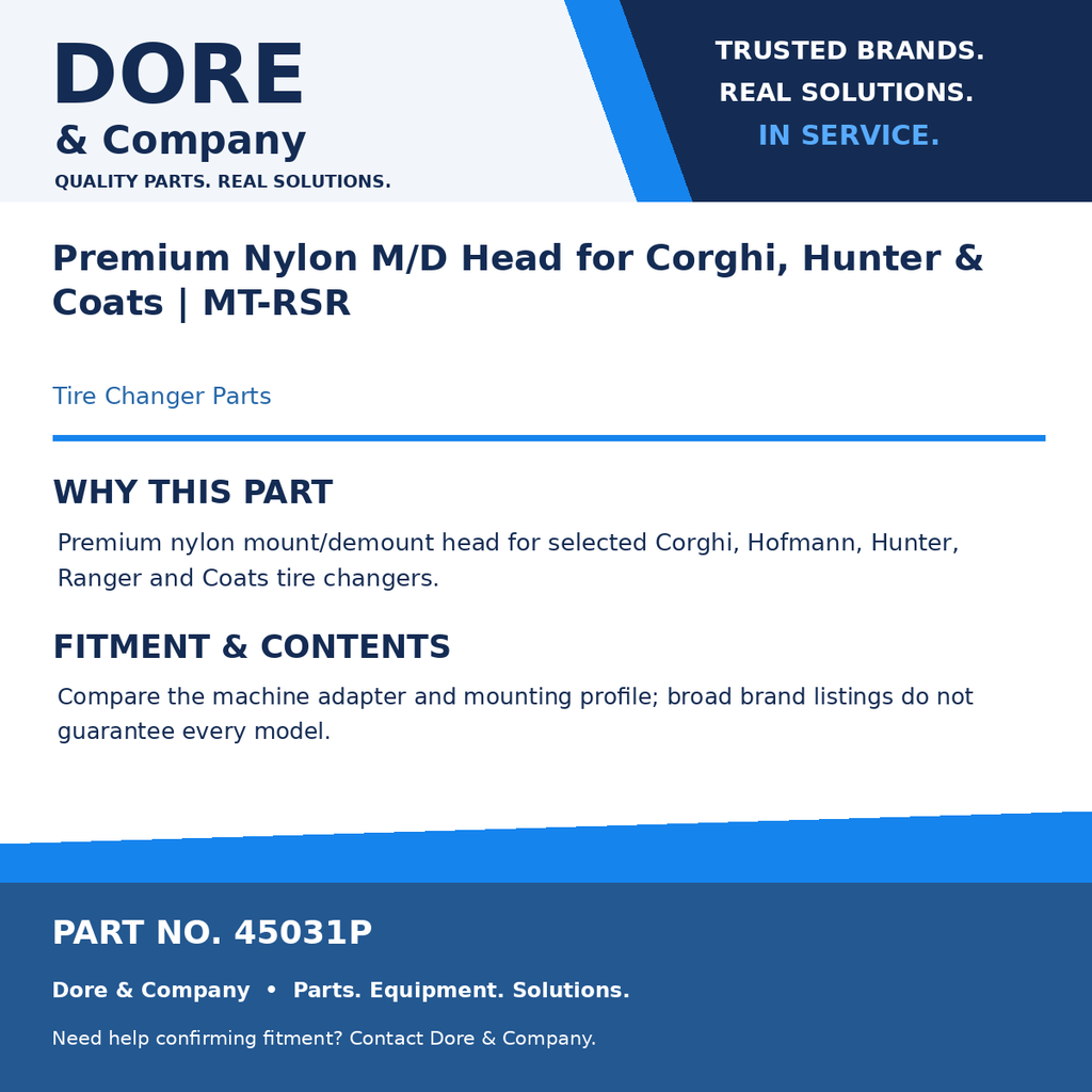 Dore & Company benefits and fitment card for 45031P