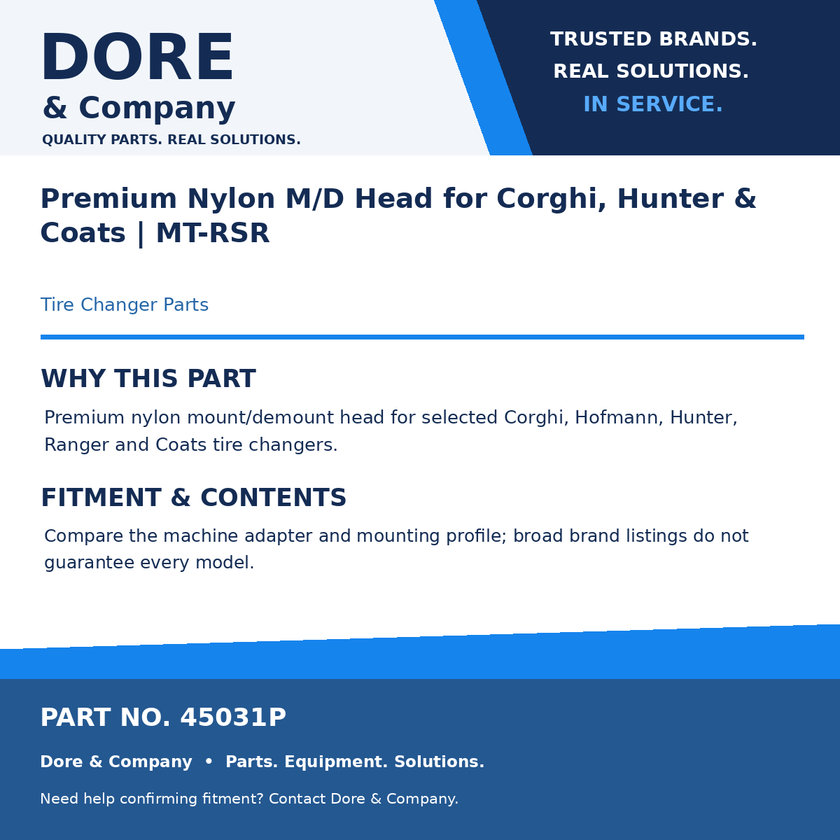 Dore & Company benefits and fitment card for 45031P