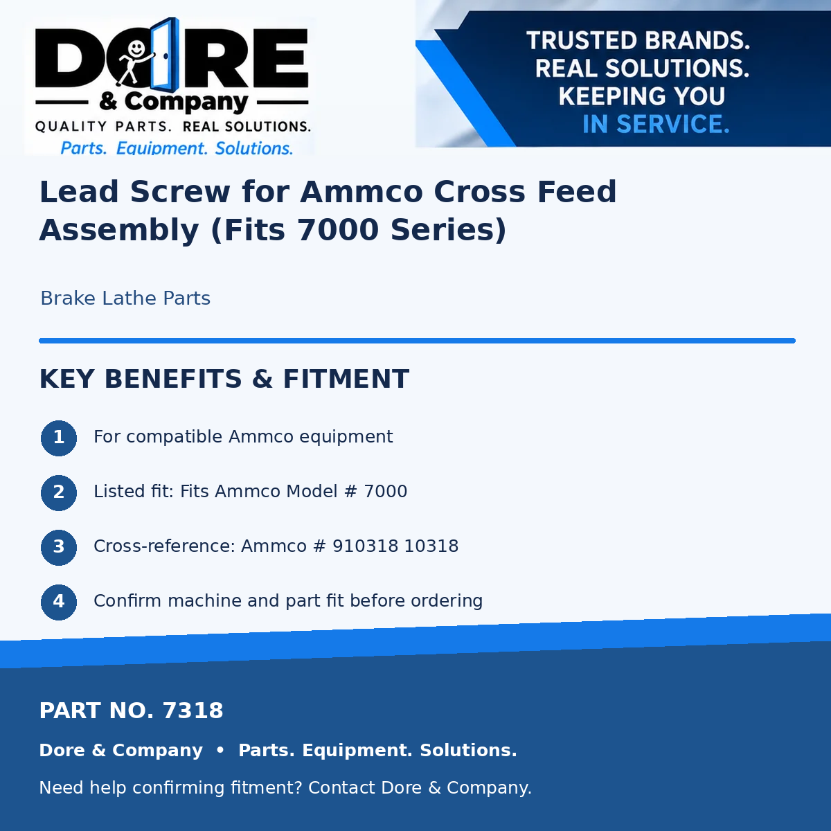 Dore & Company benefits and fitment for part 7318