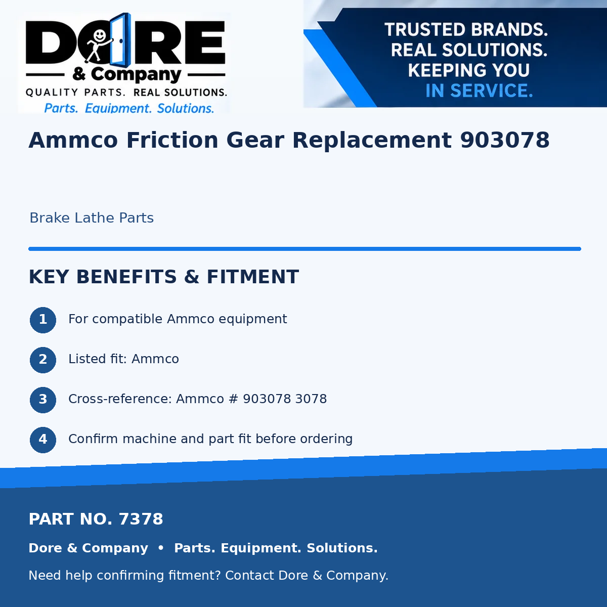 Dore & Company benefits and fitment for part 7378