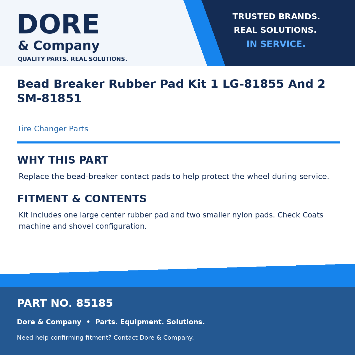 Dore & Company benefits and fitment card for 85185