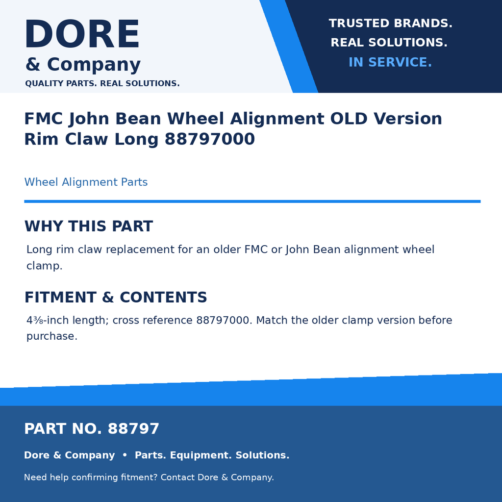 Dore & Company benefits and fitment card for 88797