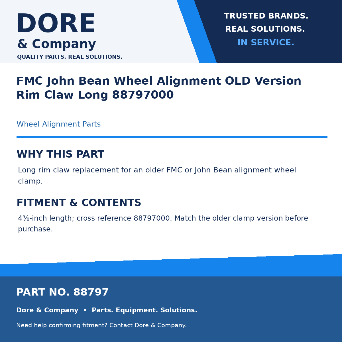 Dore & Company benefits and fitment card for 88797