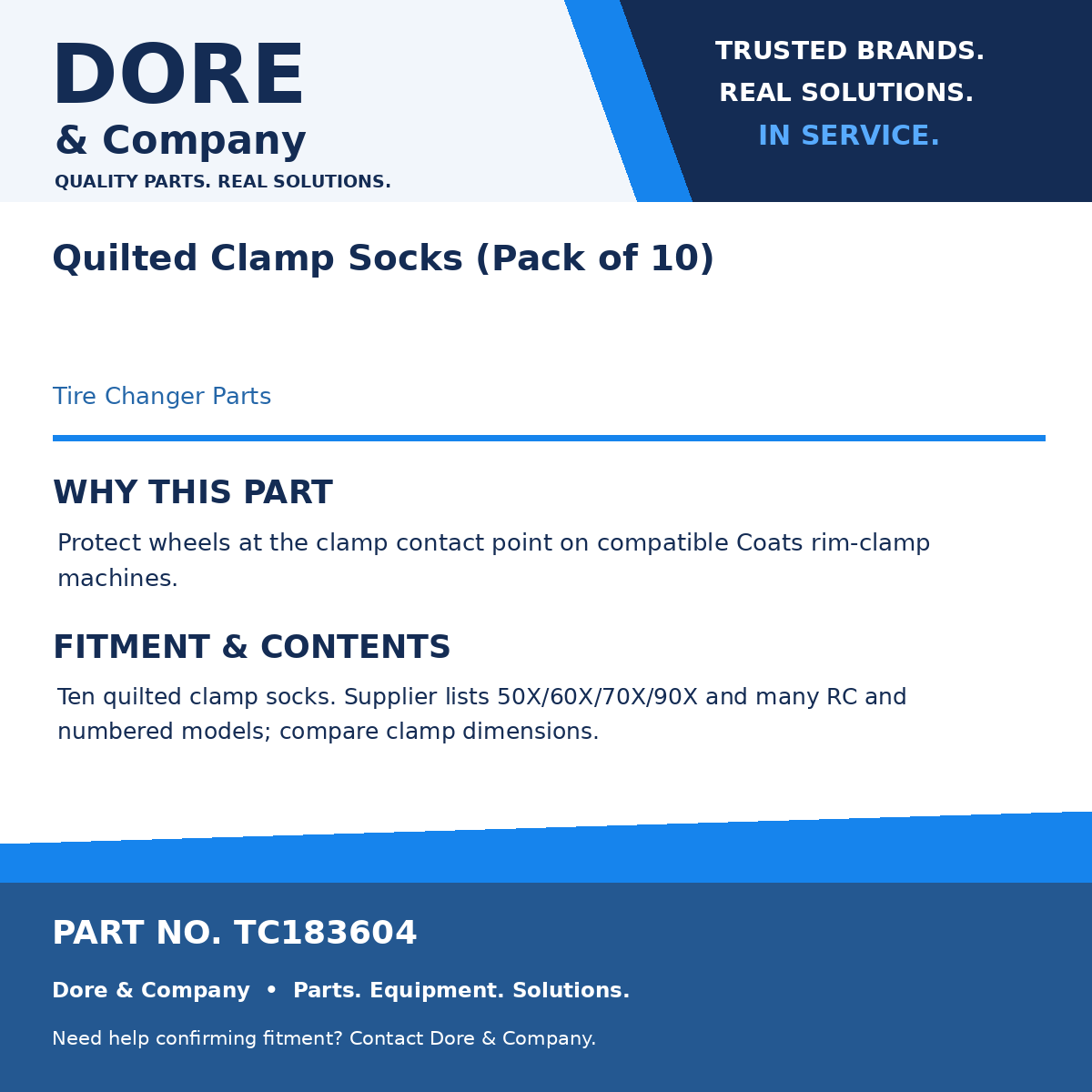 Dore & Company benefits and fitment card for TC183604
