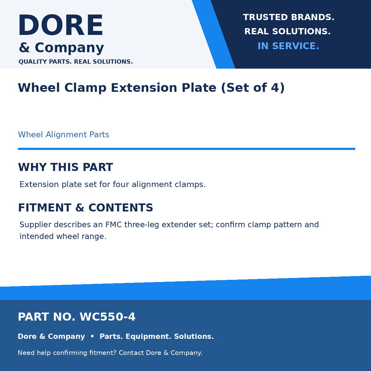 Dore & Company benefits and fitment card for WC550-4