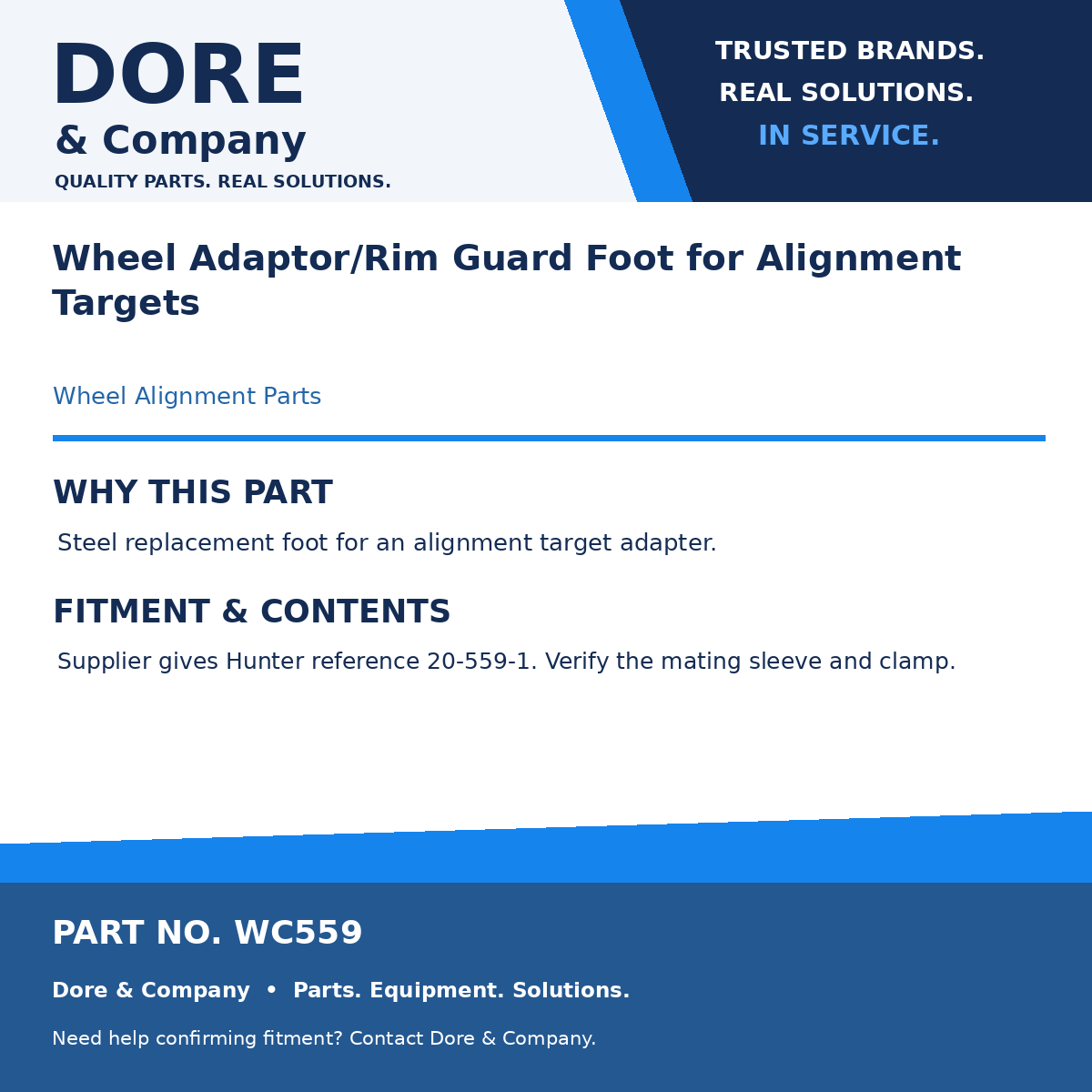 Dore & Company benefits and fitment card for WC559