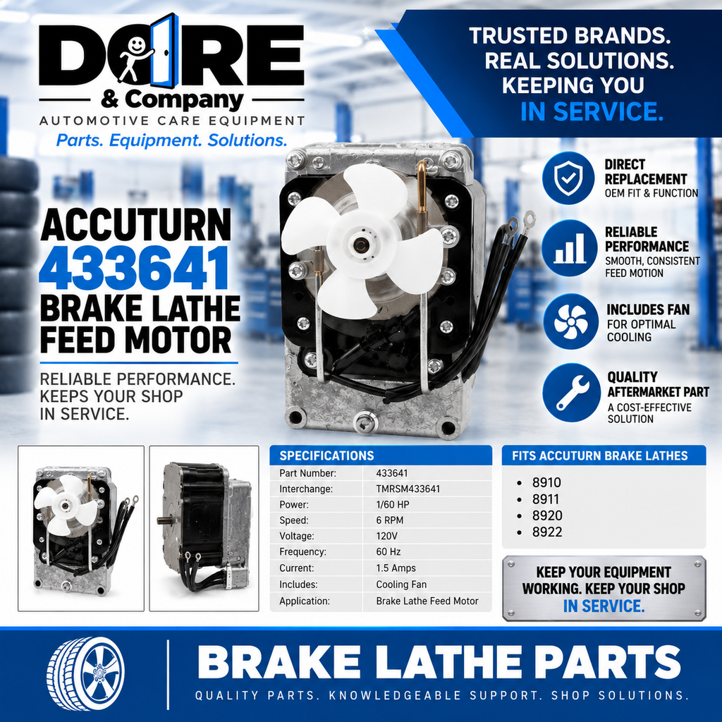 Accuturn 433641 Feed Motor for Brake Lathe 8910 8911 8920 8922