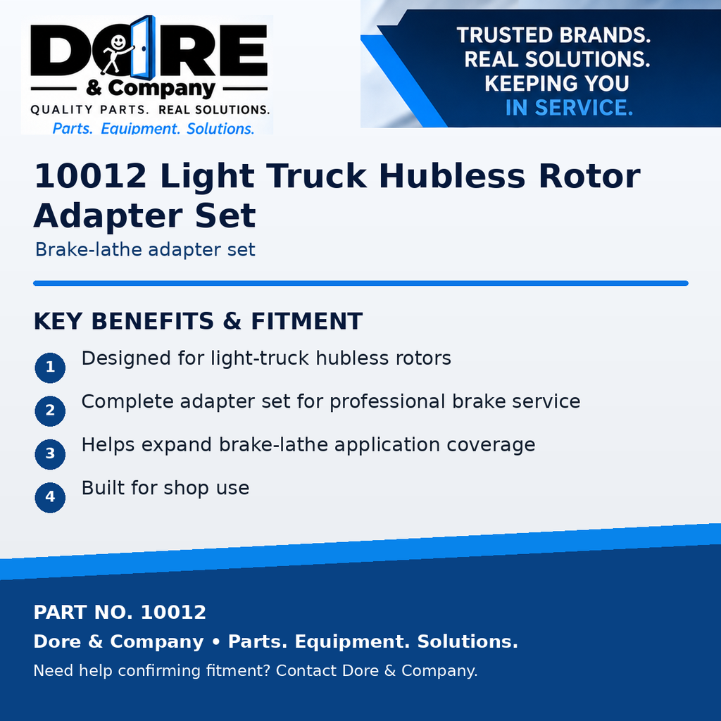 10012 light truck hubless rotor adapter set benefits - Dore & Company