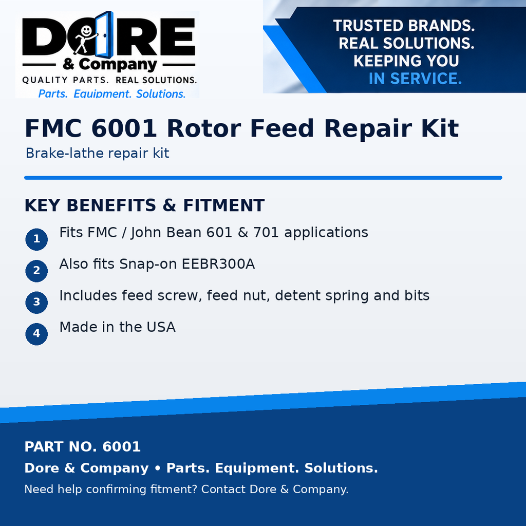 6001 rotor feed repair kit benefits and fitment - Dore & Company