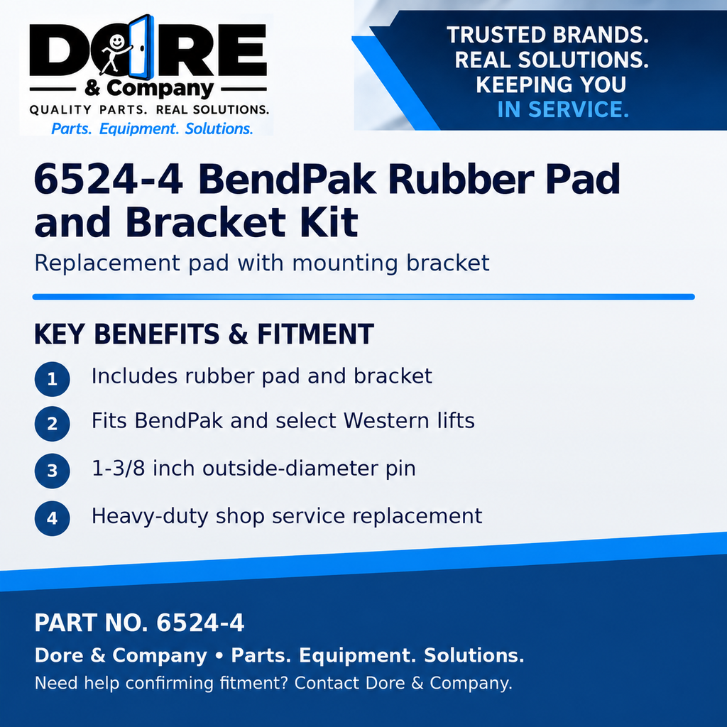 6524-4 BendPak rubber pad and bracket kit benefits and fitment - Dore & Company