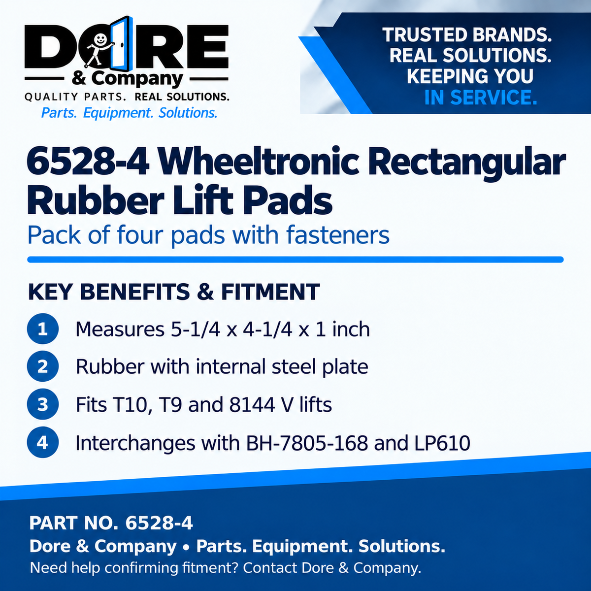 6528-4 Wheeltronic lift pads benefits and fitment - Dore & Company
