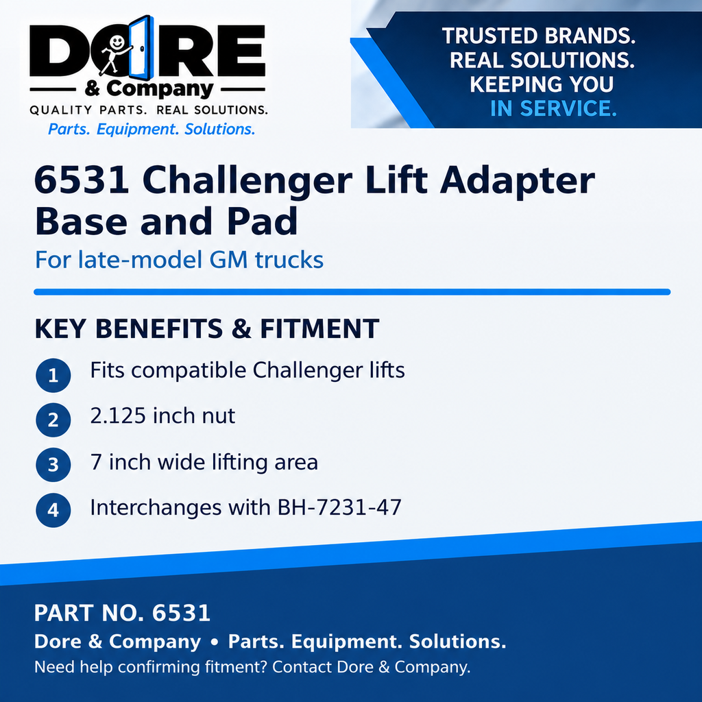 6531 Challenger lift adapter benefits and fitment - Dore & Company