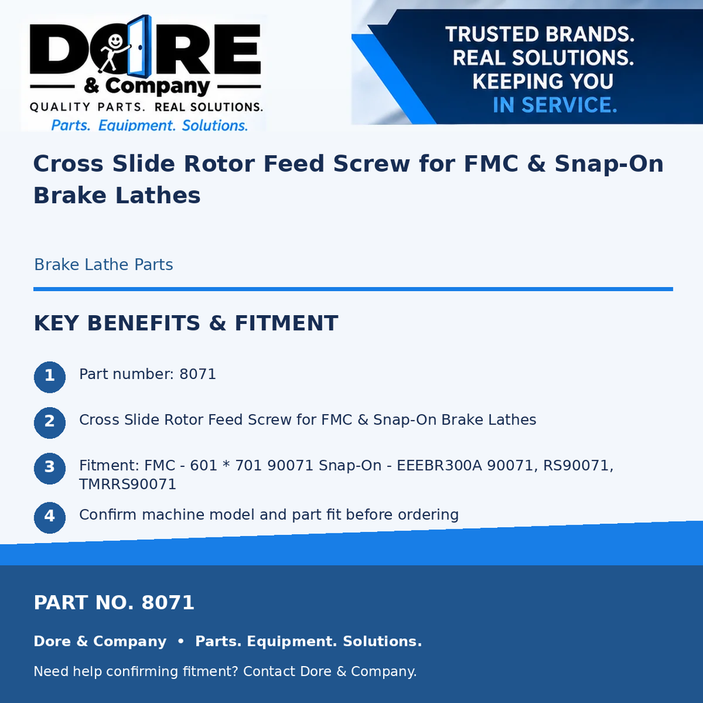 8071 benefits and fitment - Dore & Company