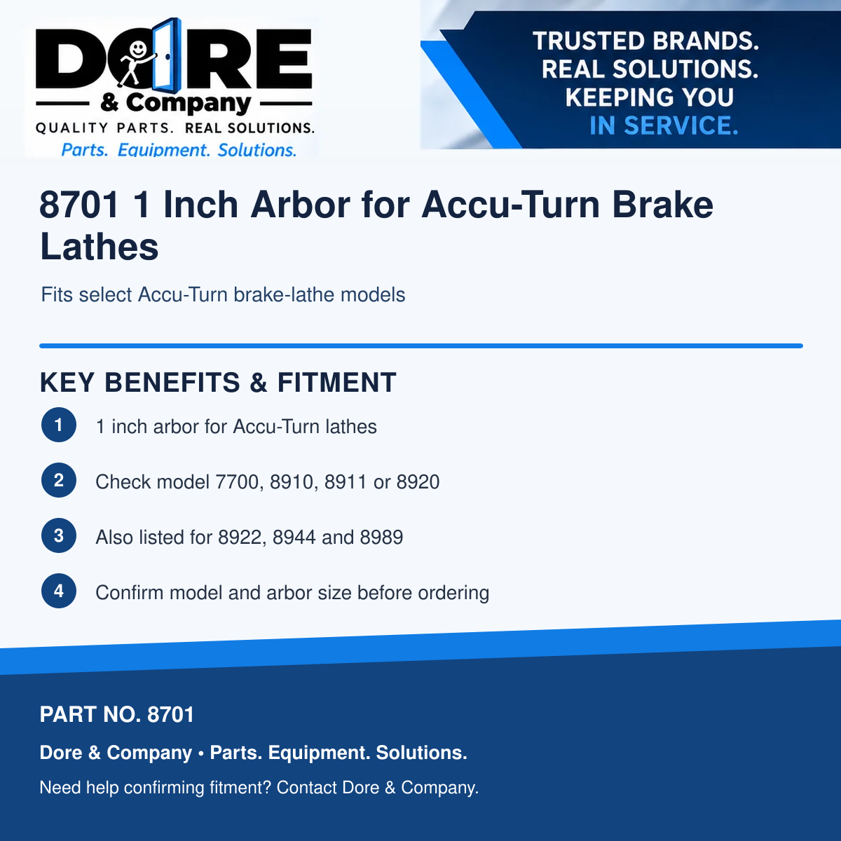 Dore and Company 8701 benefits and fitment information