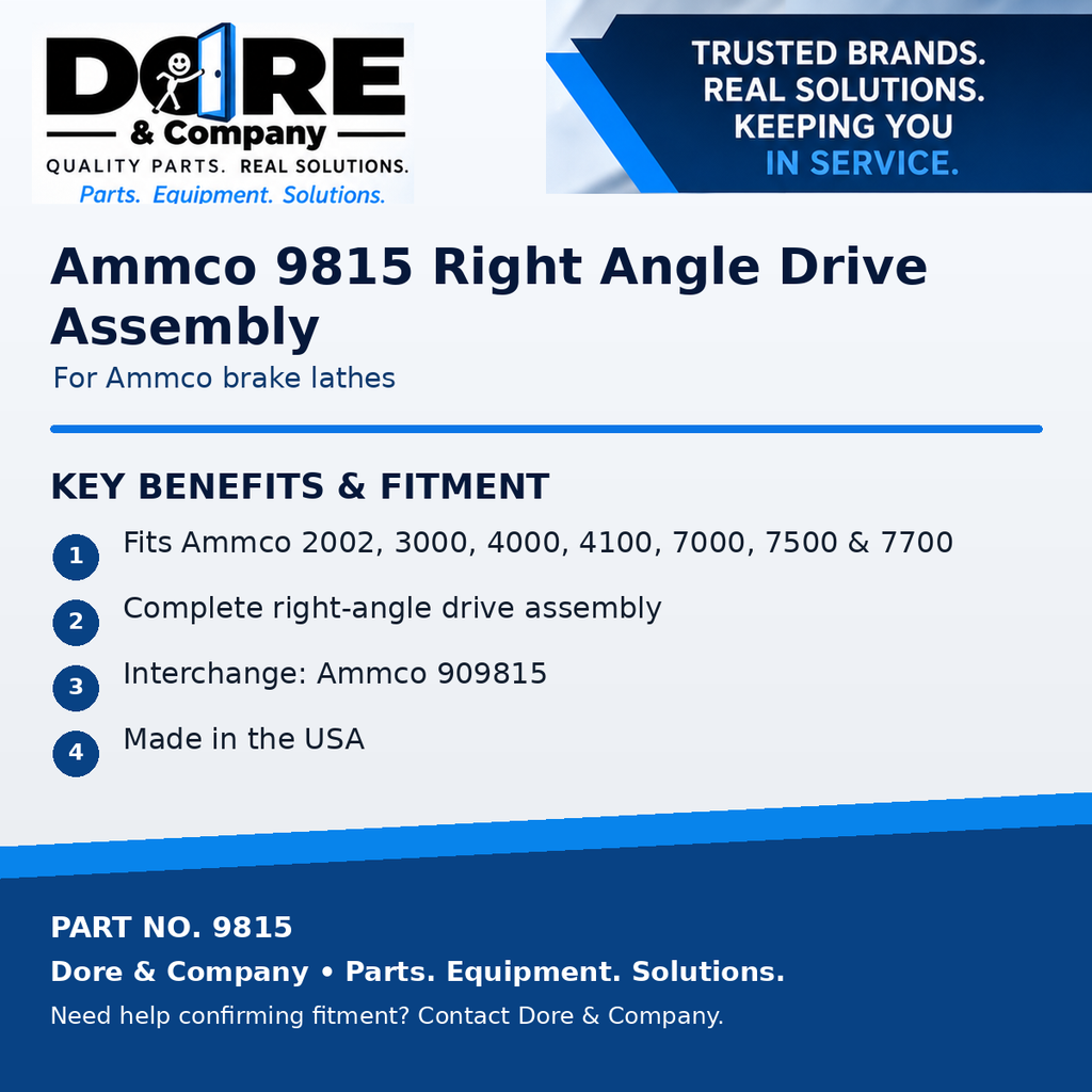 9815 right angle drive assembly benefits and fitment - Dore & Company