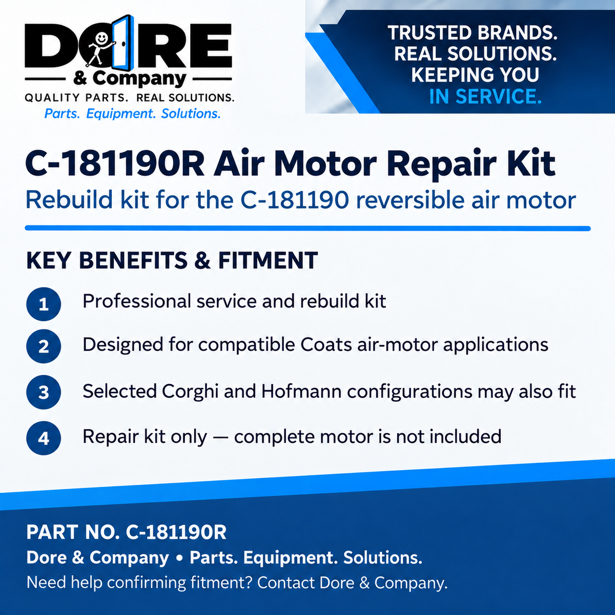 C-181190R air motor repair kit benefits and fitment - Dore & Company