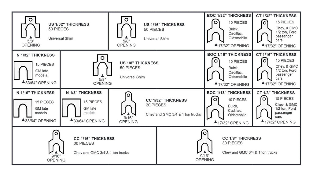 350 Piece Caster/Camber Passenger & Lt. Truck Shim Assortment — MT-RSR 90-45-351 detail photo 2