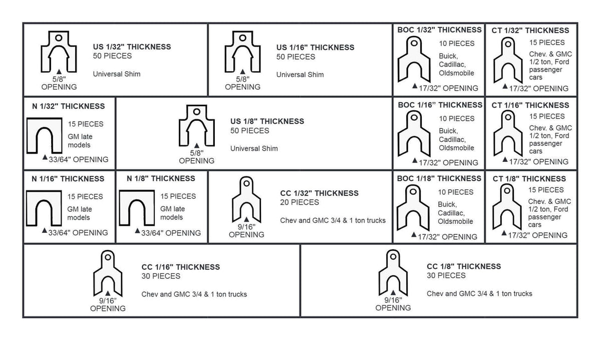 350 Piece Caster/Camber Passenger & Lt. Truck Shim Assortment — MT-RSR 90-45-351 detail photo 2